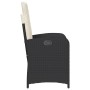 Schwarzer, verstellbarer vidaXL Gartensessel aus Rattan mit cremefarbenen Kissen (2er-Set).