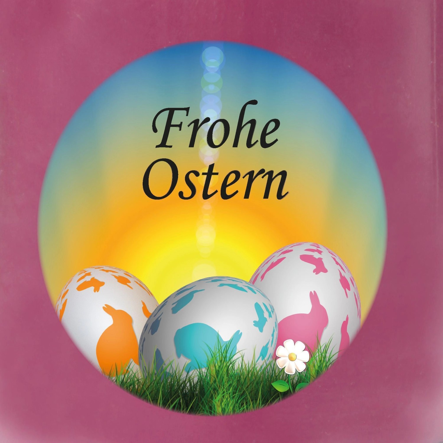 HS Candle Duftkerze Frohe Ostern mit Ostereiern und Lavendel Duft, Ø10cm.