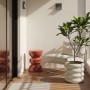 Terracotta Gartenbeistelltisch Toqo aus Metall mit einzigartigem Design auf Balkon. Kompakter Gartentisch für Outdoor.