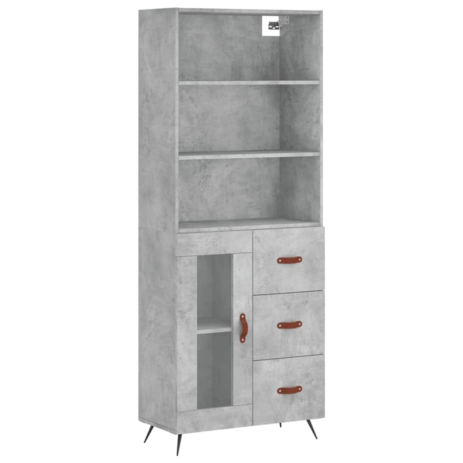 vidaXL Highboard Betongrau 69,5x34x180 cm Holzwerkstoff 3189481