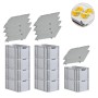 PROREGAL Spar Set: 10 graue Euroboxen mit Deckel und gelben Schiebeschnappverschlüssen. Aufbewahrungsboxen für Industrie und Gewerbe.