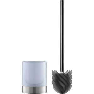 Loomaid WC-Bürste mit Silikonkopf und Edelstahl-Halterung in Anthrazit.