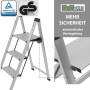 TRUTZHOLM Alu Trittleiter mit 3 Stufen, klappbar, silber, mit Anti-Rutsch-Trittflächen und TÜV GS Siegel.