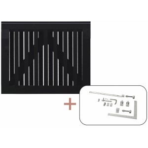 Schwarzes Nadelholz Gartentor Nagano, 100x80 cm, mit Beschlägen für Selbstmontage.