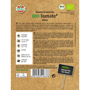 Sperli Tomate 'Diplom' Samenpackung, Salattomate für Freiland, runde Früchte.