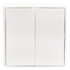 Weißer Shelly Vierfachschalter BLU Wall Switch 4 für Hausautomation.