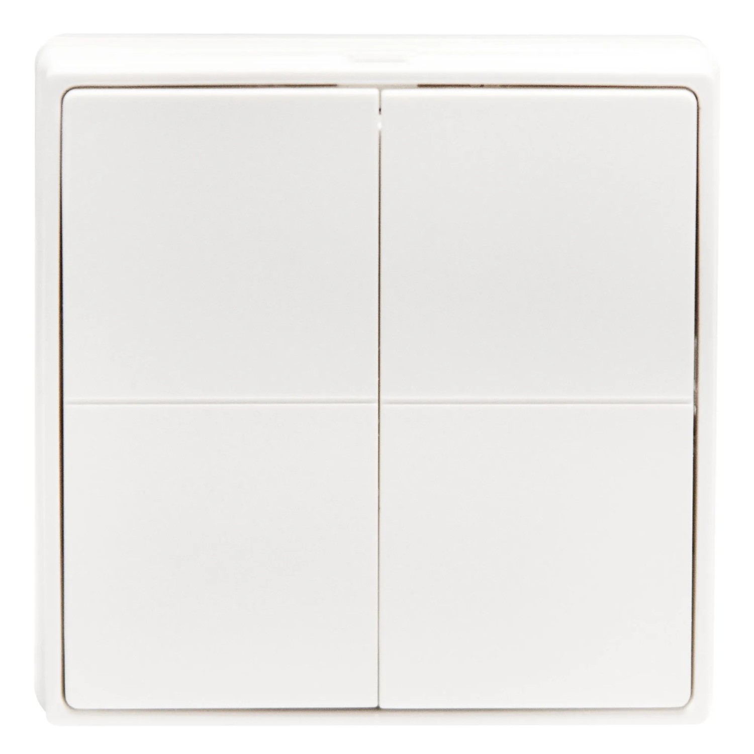 Weißer Shelly Vierfachschalter BLU Wall Switch 4 für Hausautomation.