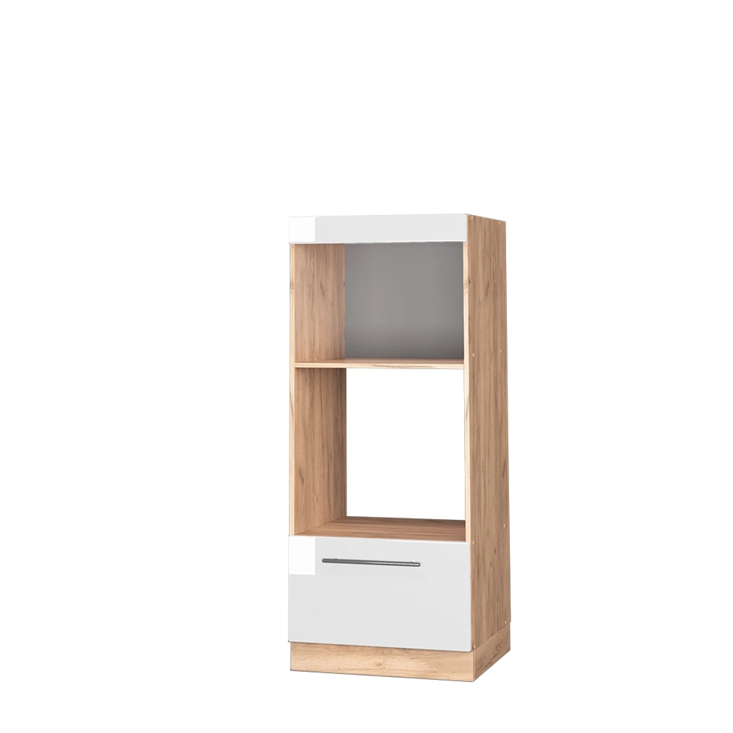 Vicco Mikrowellenschrank Fame-Line Weiß Hochglanz/Goldkraft Eiche 60 cm Off günstig online kaufen