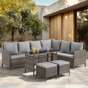 Svita Madison Rattan-Lounge Ecksofa Rattan-Lounge Gartenmöbel-Set Braun