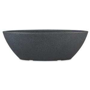 Schwarze Scheurich Jardiniere Padua in Granitoptik, 59 cm breit, ideal für Balkon und Garten.