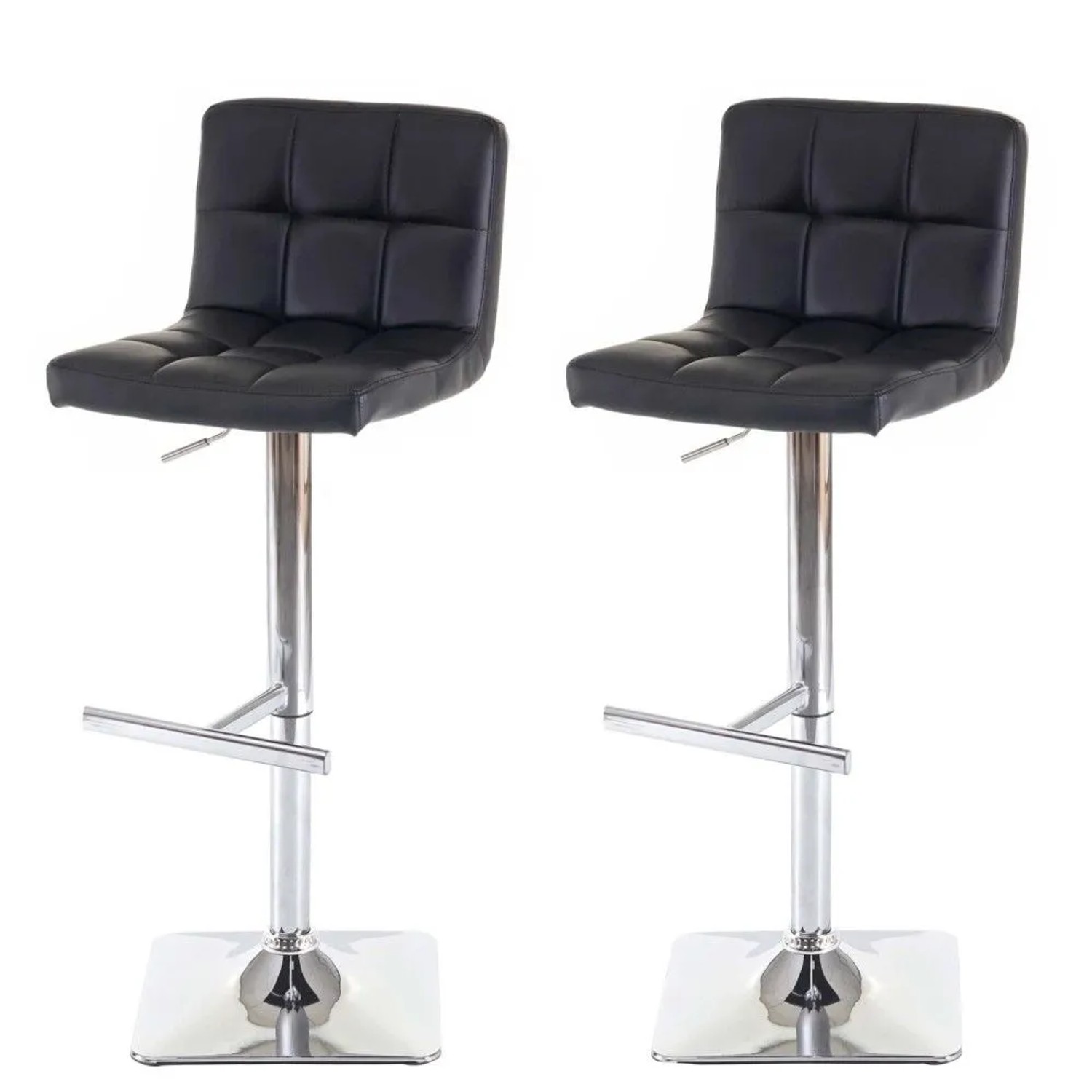 MCW Barhocker Cadiz 2er-Set Kunstleder Schwarz Chromfuß