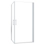 AICA Eckdusche 80x80cm mit Pendeltür, Alu Silber Matt, ESG Sicherheitsglas Duschkabine