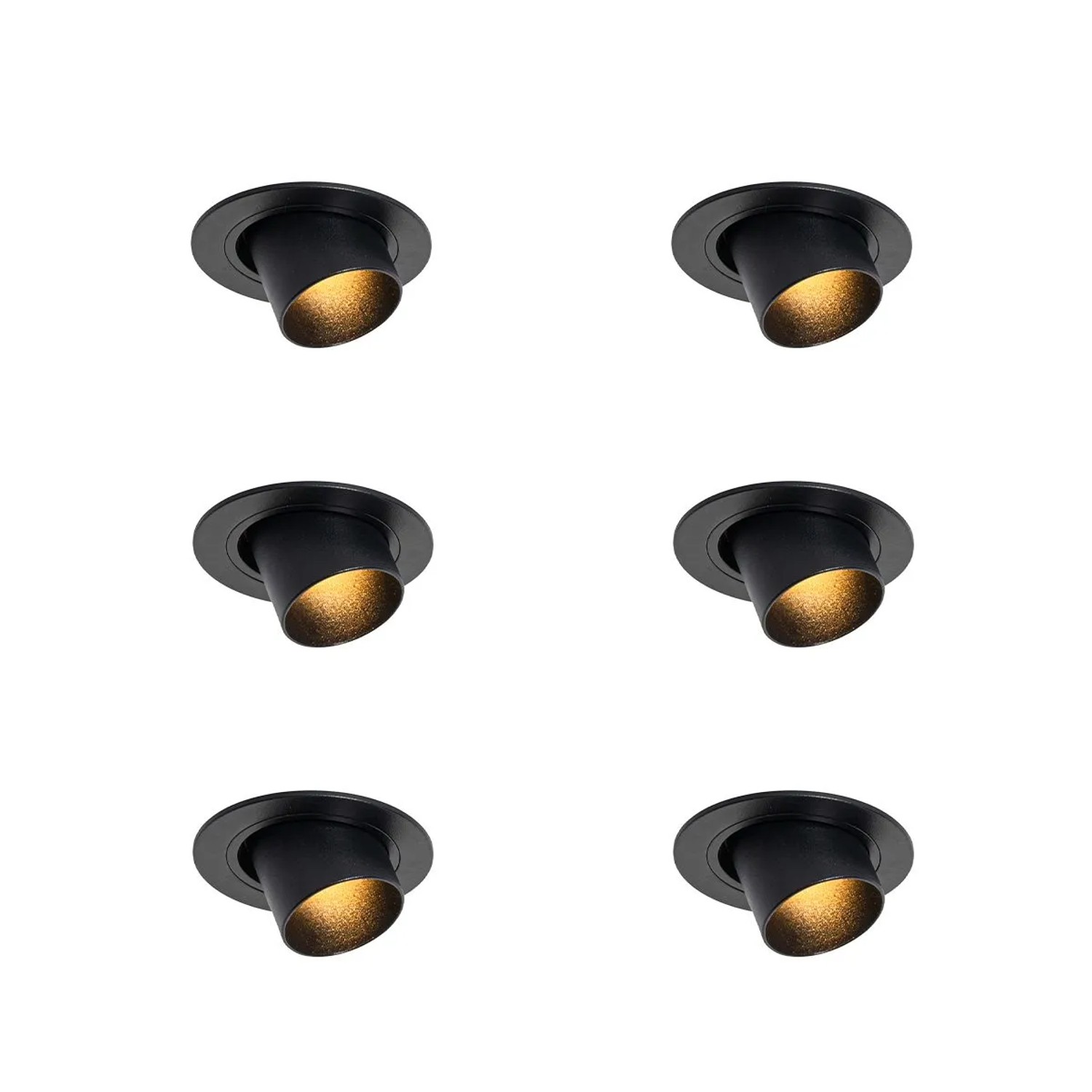 Qazqa Set Mit 6 Einbaustrahlern Schwarz GU10 35mm Rund Schwenkbar Installa