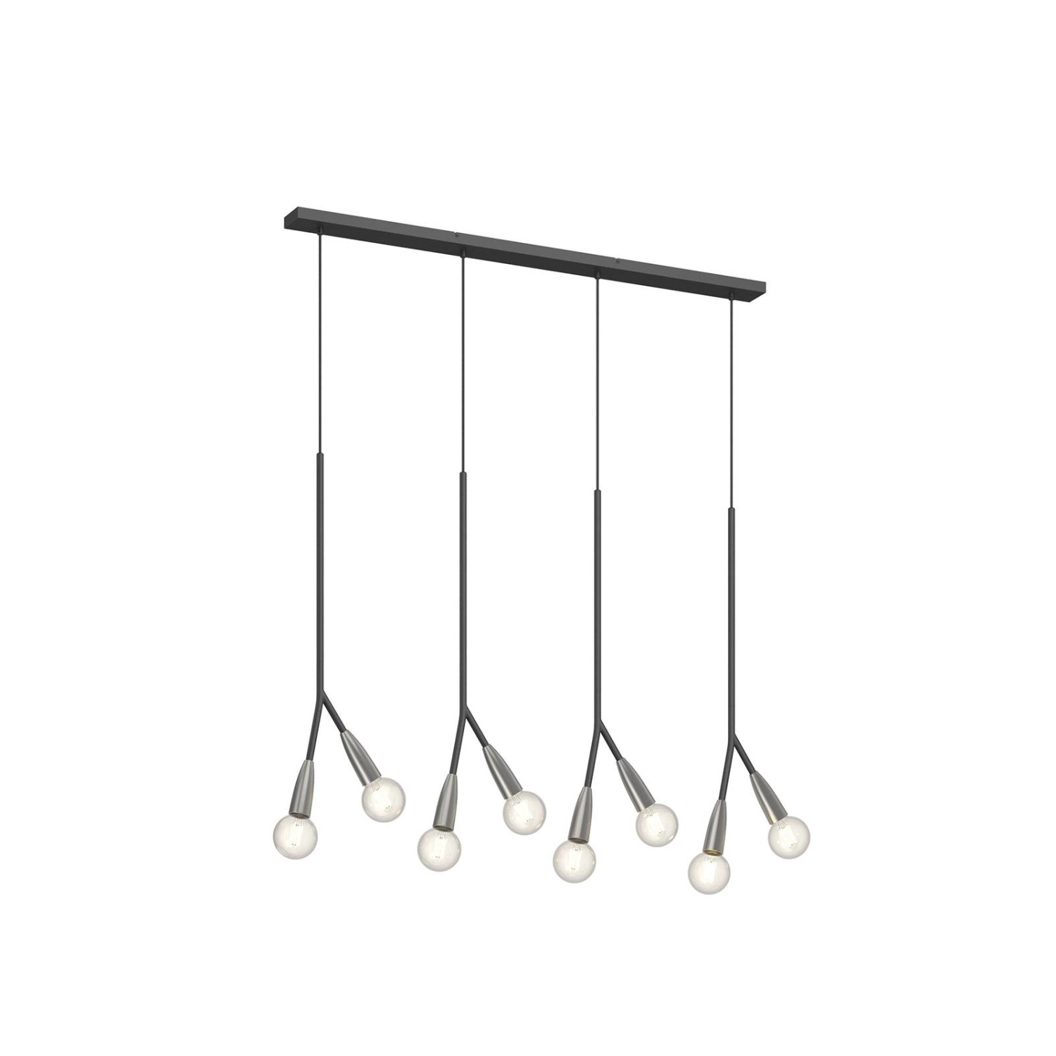 Lucande Pendelleuchte Carlea 9639206 Modern in Schwarz aus Metall 8-flammig E27 Wohnzimmerleuchte