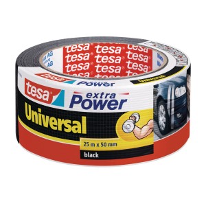 Tesa Extra Power Universal Klebeband, schwarz, 25 m x 50 mm. Vielseitig einsetzbares Gewebeband.