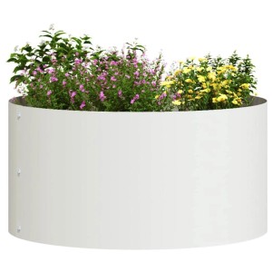 vidaXL Pflanzenring Weiß 40 x 40 x 20 cm Kaltgewalzter Stahl 873608