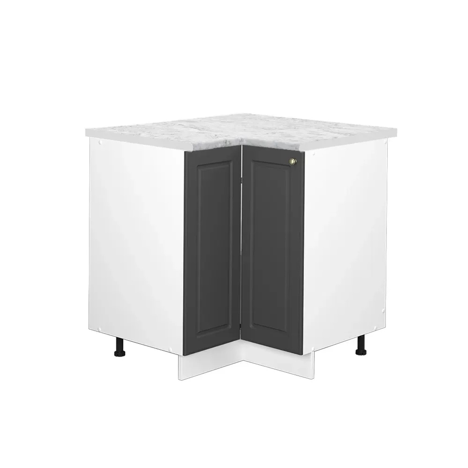 Vicco Eckunterschrank Fame-Line Anthrazit-Gold/Weiß 81 cm AP Marmor
