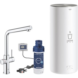 Grohe Red Duo Spültischarmatur mit Boiler und Filter, Chrom. Einhebelmischer für kochend heißes Wasser.