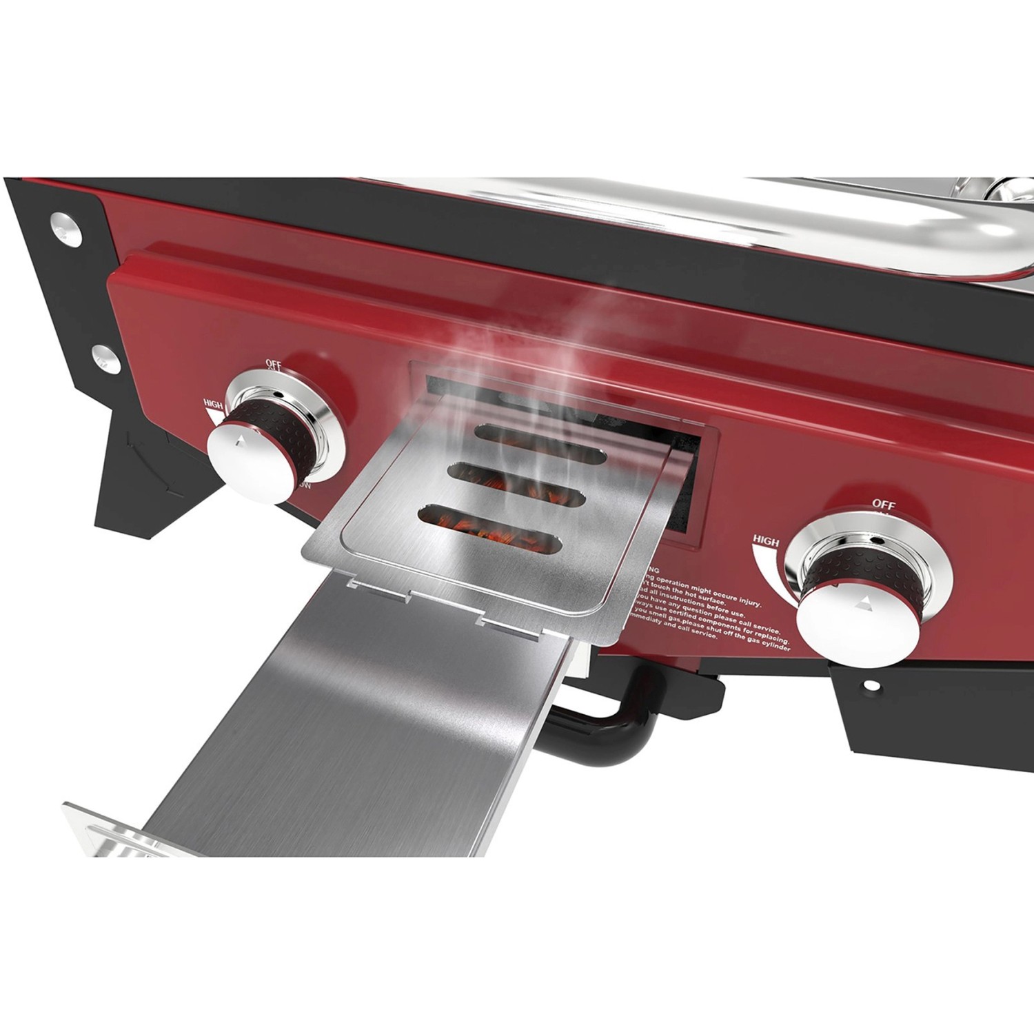 Roter El Fuego Tischgasgrill Smoker Medison mit Aromabox und zwei Brennern.