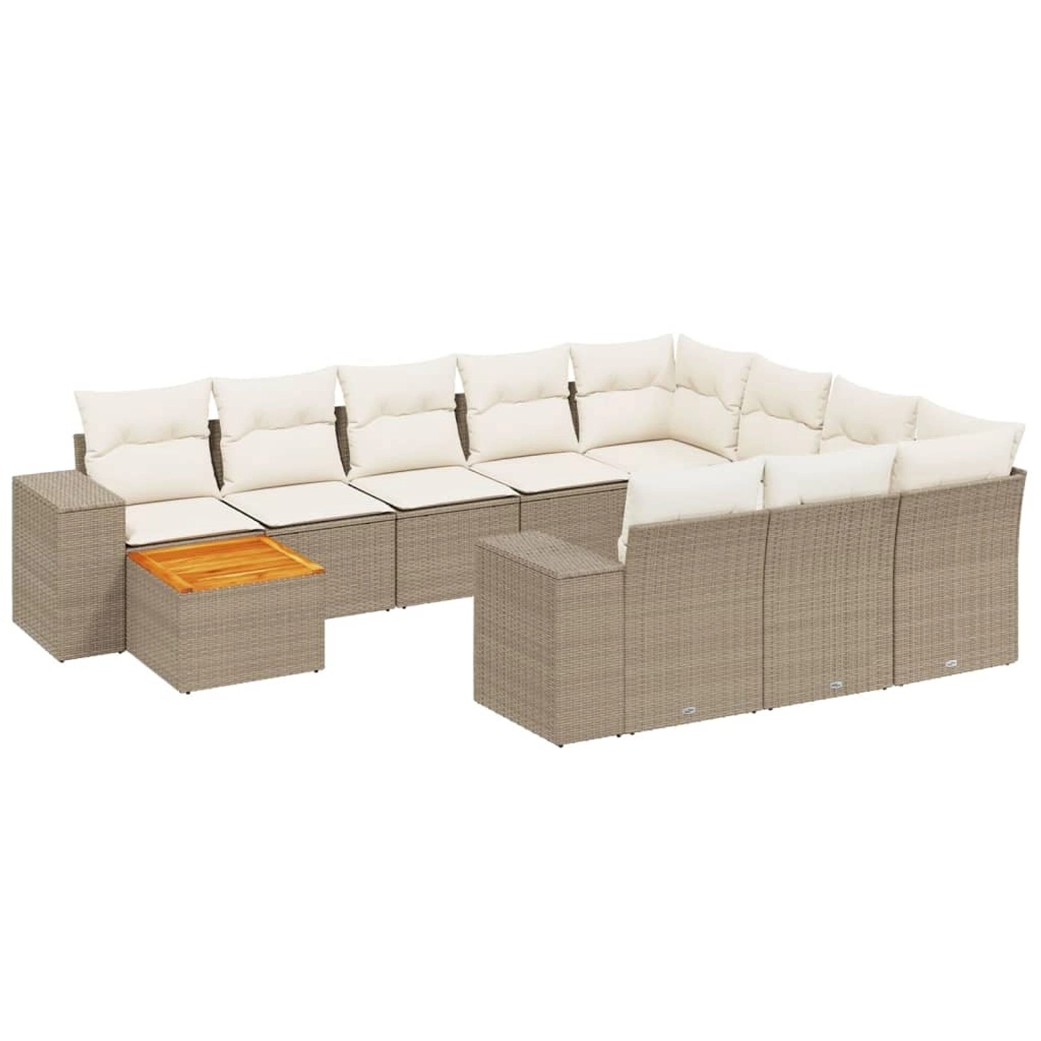 vidaXL 11-Tlg Garten-Sofagarnitur mit Kissen Beige Poly Rattan 3225631 günstig online kaufen