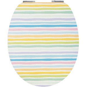WC-Sitz Softeis mit Absenkautomatik und bunten Streifen. Dekorativer Toilettendeckel für jedes Bad.