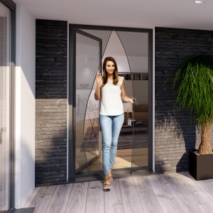 Windhager Magnetvorhang Anthrazit 110x220cm: Insektenschutz für Terrassentür mit Magnetverschluss.