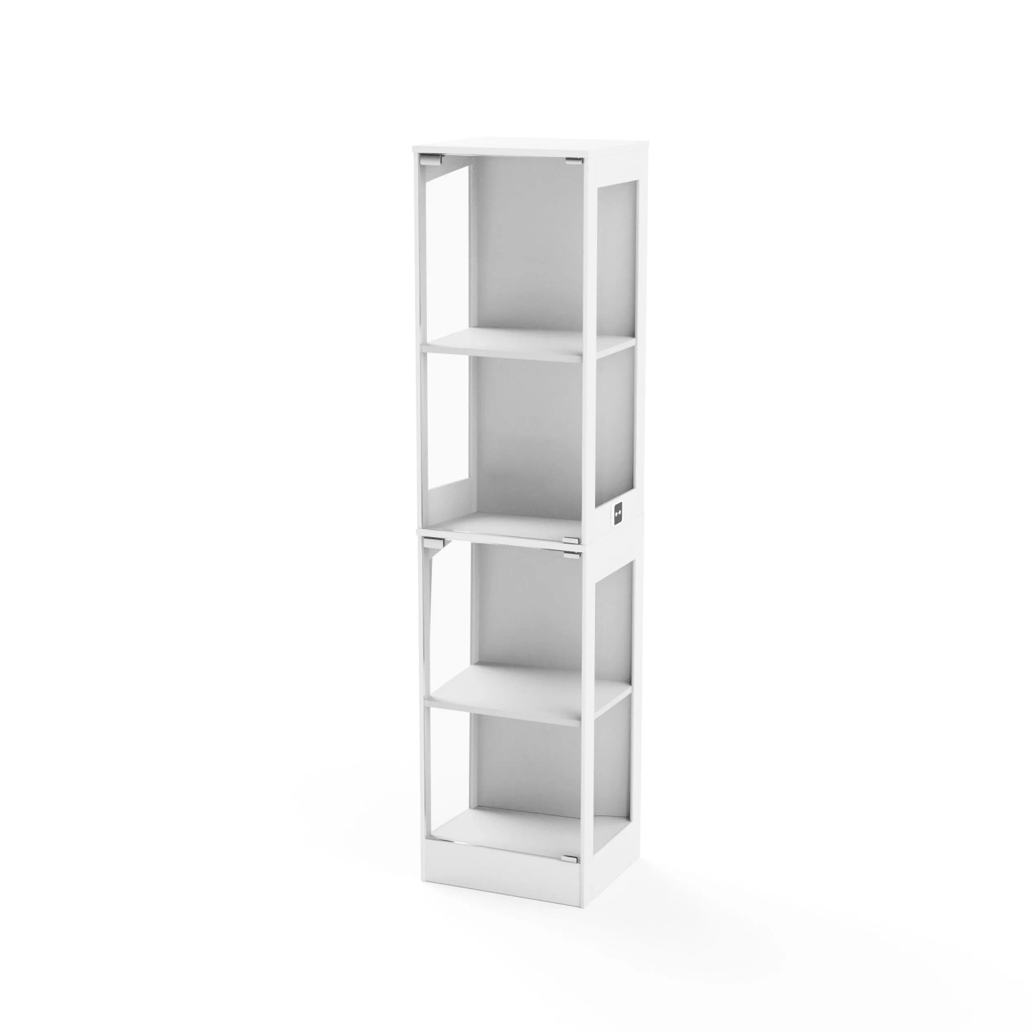 okwish Glasvitrine mit LED Beleuchtung Glastüren Sensor Stauraum 40x35x165cm Weiß
