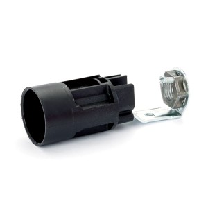 Schwarze E14 Fassung für Kerzenhülsen (65mm) für Lampen und Leuchten.