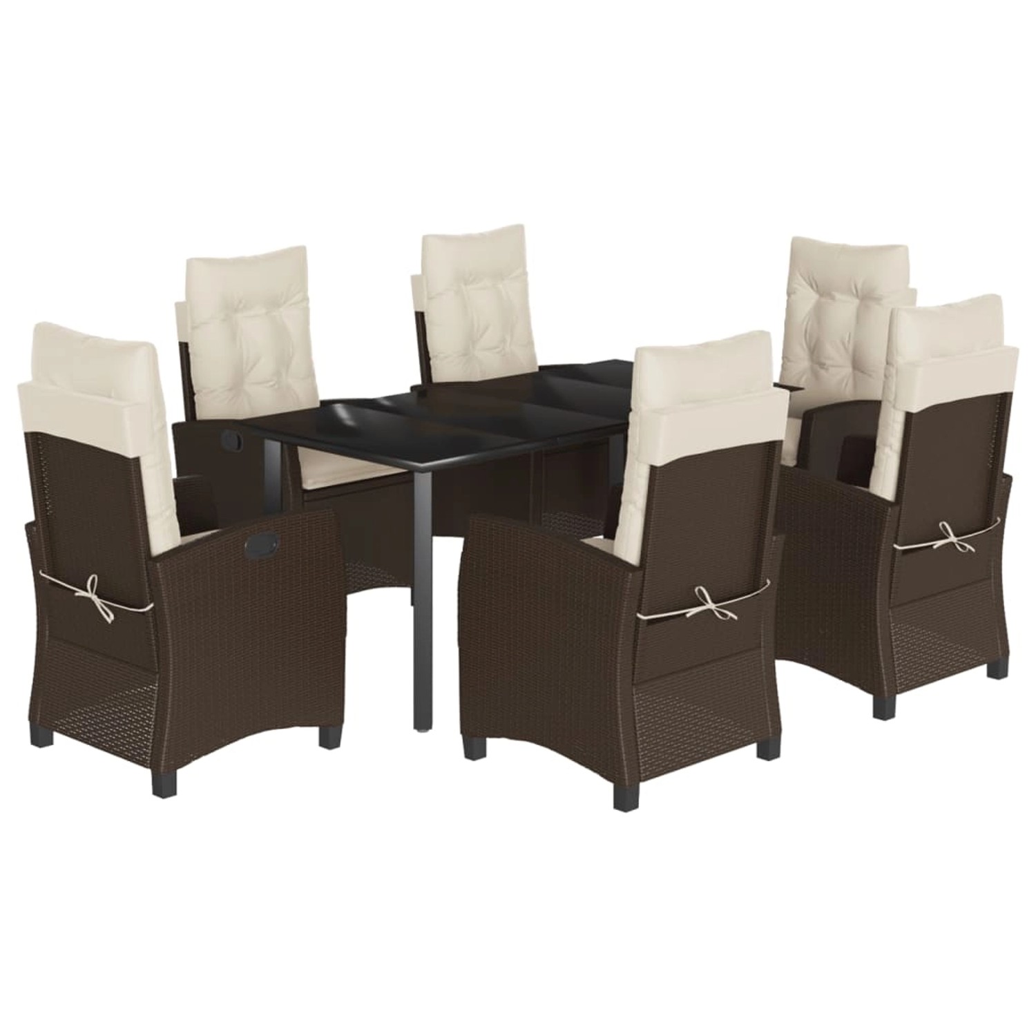 vidaXL 7-Tlg Garten-Essgruppe mit Kissen Braun Poly Rattan 3212778 günstig online kaufen