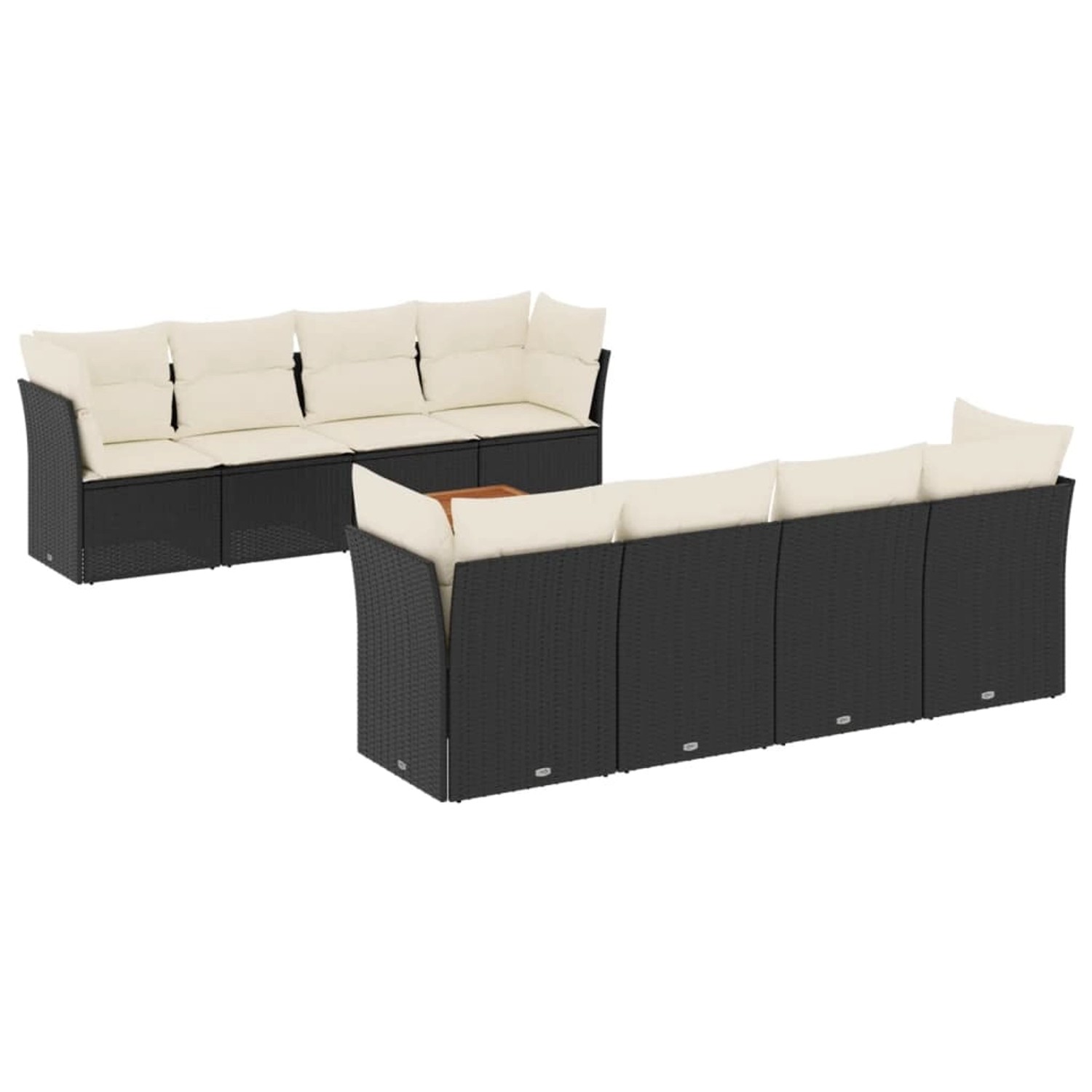 vidaXL 9-Tlg Garten-Sofagarnitur mit Kissen Schwarz Poly Rattan 3255853 günstig online kaufen
