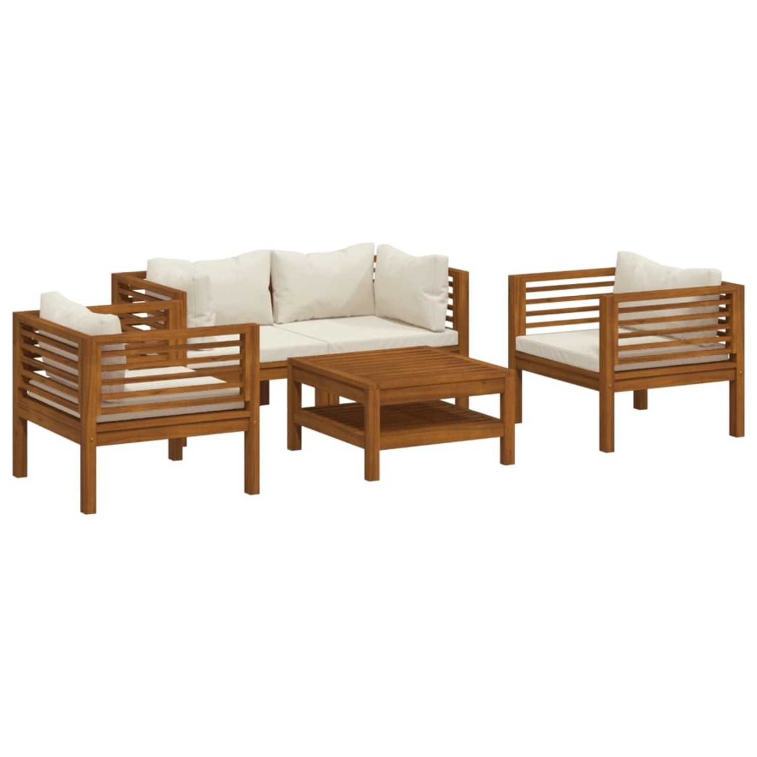 vidaXL 5-Tlg Garten-Lounge-Set mit Creme Kissen Massivholz Akazie 3086934 günstig online kaufen