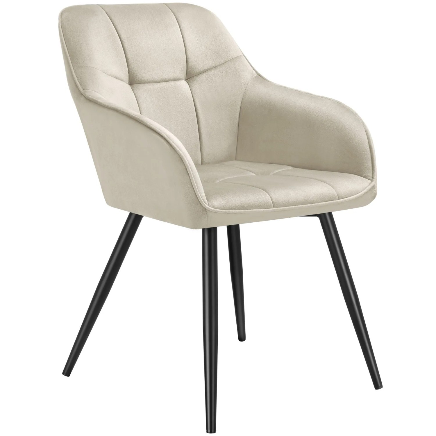 Tectake Esszimmerstuhl Marilyn Gepolstert  In Samtoptik  Gesteppt Durchgehende Lehne  62 x 58 x 82 cm Creme Schwarz