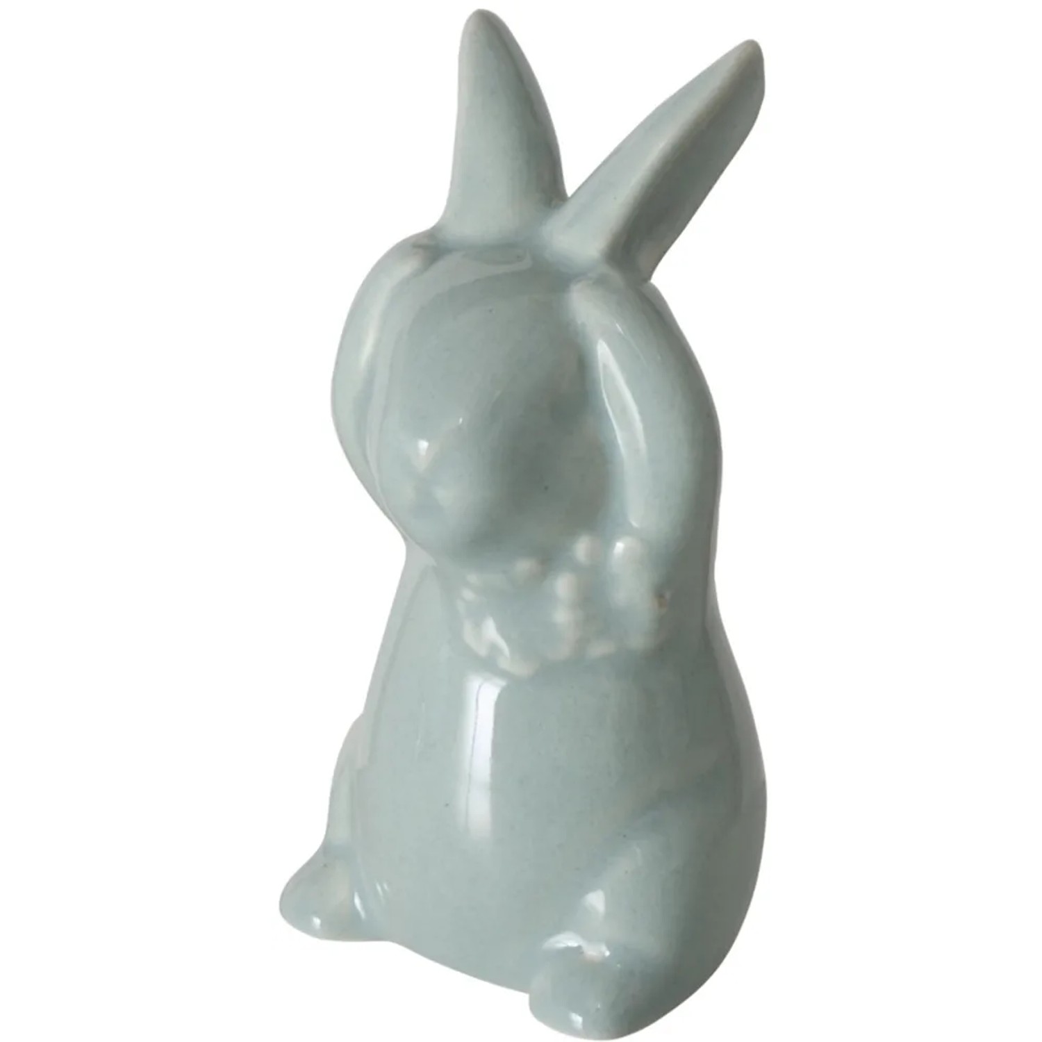 Hellblaue Boltze Deko-Figur Tilly Hase aus Porzellan für Ostern.