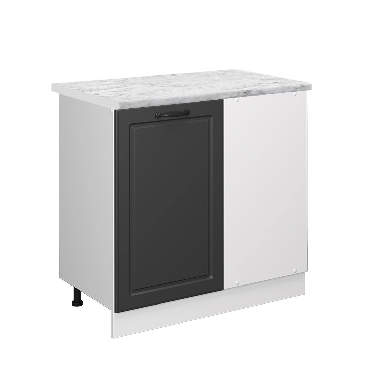 Vicco Eckunterschrank R-Line Küchen Eckschrank Anthrazit Landhaus/Weiß 86 cm AP Marmor
