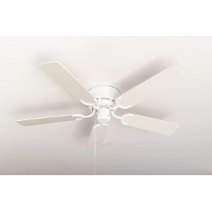 Weißer Pepeo Deckenventilator Kisa Deluxe mit Ahorn-Flügeln, flaches Design.