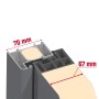 Schnitt der Splendoor Haustür Thermospace Berlin: Details zu Rahmen (70 mm) und Türblatt (67 mm).