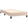 Boxspringbett 100x200 cm in Cappuccino-Braun mit Kunstlederbezug und schwarzen Füßen.