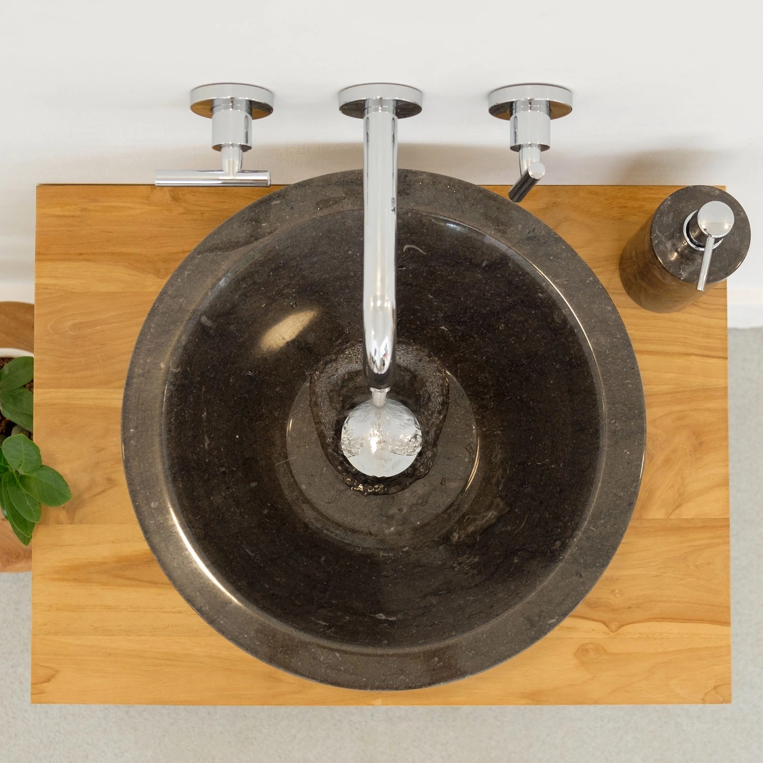 Wohnfreuden Andesit Waschbecken Caping 40 cm Schwarz_4