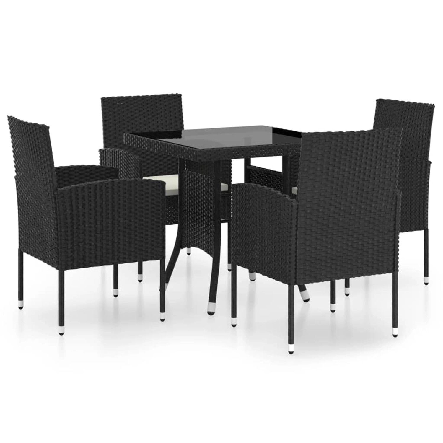 5-tlg. Garten-essgruppe Poly Rattan Schwarz günstig online kaufen