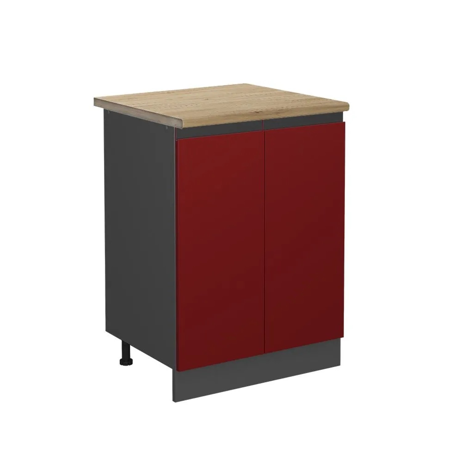 Vicco Küchenunterschrank R-Line Küchenkommode Rot Anthrazit 60 cm J-Shape AP Eiche