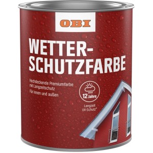 OBI Wetterschutzfarbe Lehmbraun, 2,5 l Dose, seidenmatt für Innen & Außen.