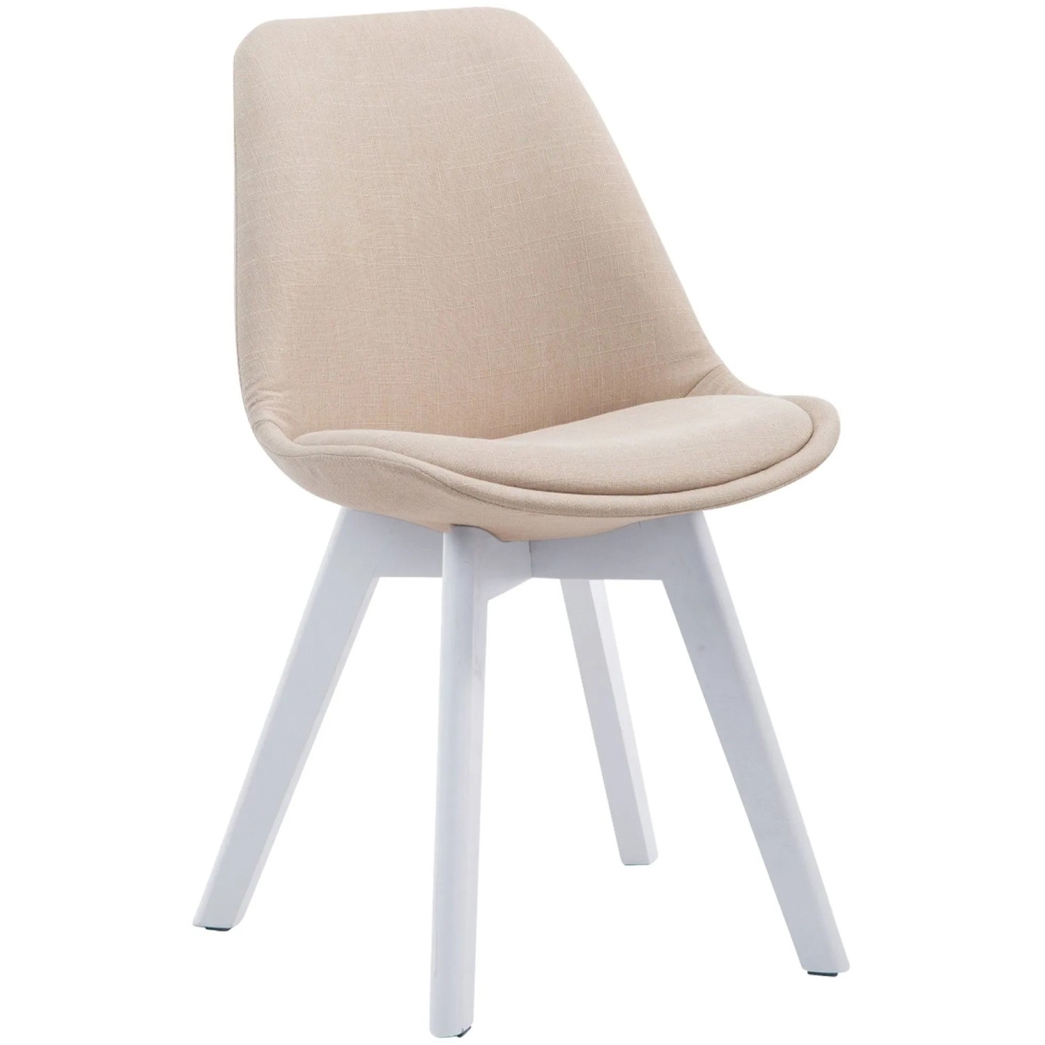 DELUKE Besucherstuhl LAGOS Stoff Creme 48x55x84cm Weiß Konferenzstuhl Wartezimmerstuhl Bürostuhl