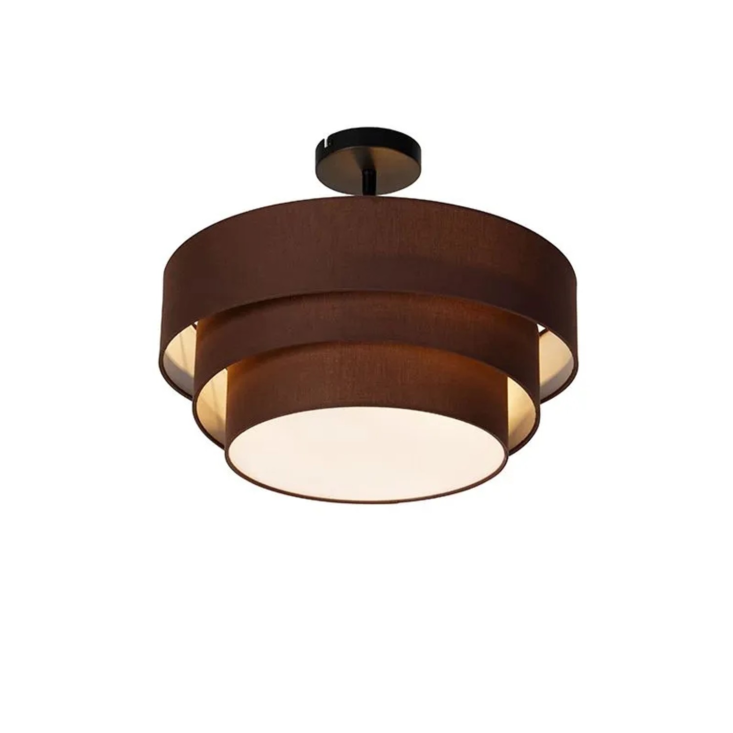 QAZQA Moderne Deckenleuchte Braun 45 cm 3 Flammig Drum Trio