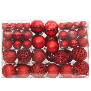 vidaXL 111-tlg. Weihnachtskugel-Set Rot: Kugeln, Sterne, Schneeflocken und Spitze aus Polystyrol.