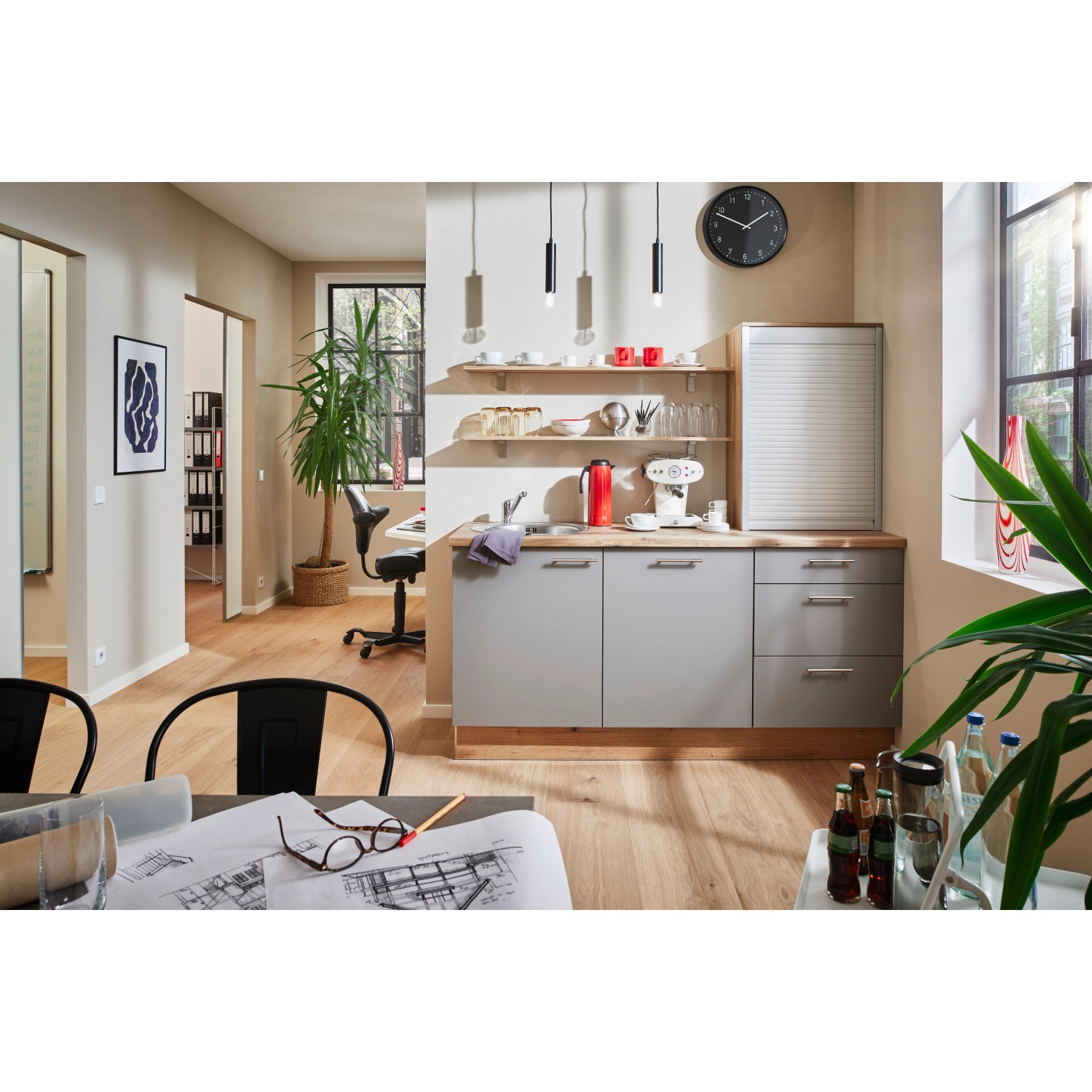 Thumbnail - pino Küchenzeile 180 cm Achatgrau Anschlag,inks