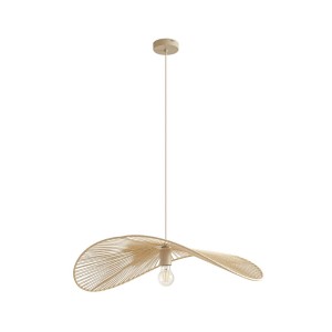 Moderne Lindby Pendelleuchte Valdorin in Creme aus Papier, 1-flammig für Wohnzimmer.