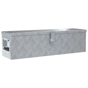 DELUKE Aluminiumbox Mit Deckel Abschließbar Alubox Deichselbox Alu Anhängerbox Werkzeugkiste Transportbox Metallkiste 80,5x22x22cm Silber