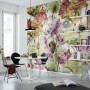 Komar Vlies Fototapete Lotus, florales Muster in Wohnraum-Szene, 368x248 cm.