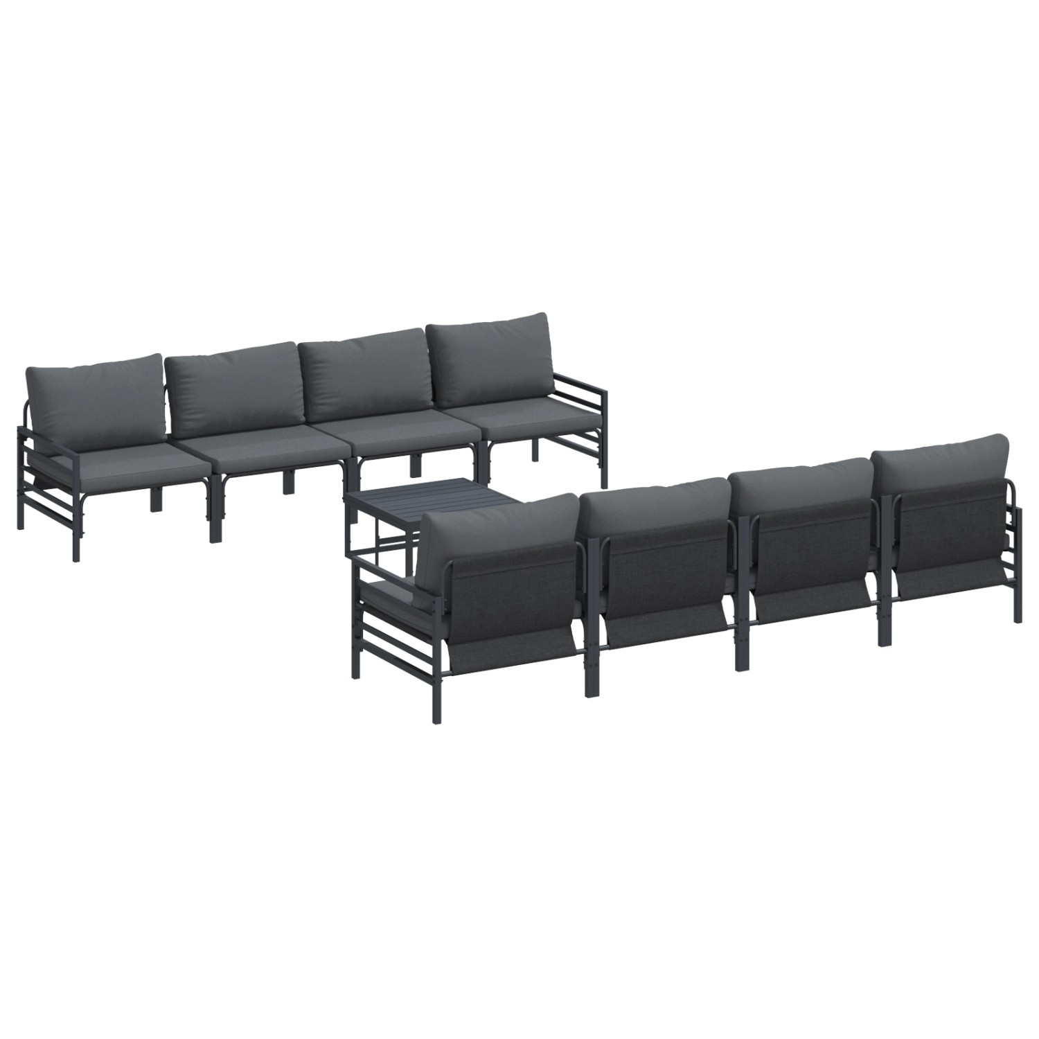 vidaXL Garten-Sofa-Set mit Kissen 9-Tlg Anthrazit Stahl Stoff 3378958 günstig online kaufen