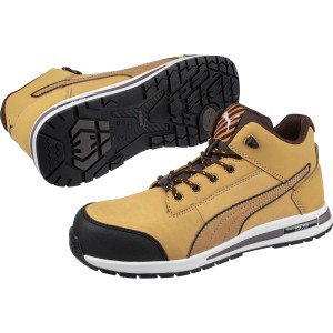 Puma Safety Dash Wheat Mid S3 Sicherheitsschuhe in Braun, Größe 40.